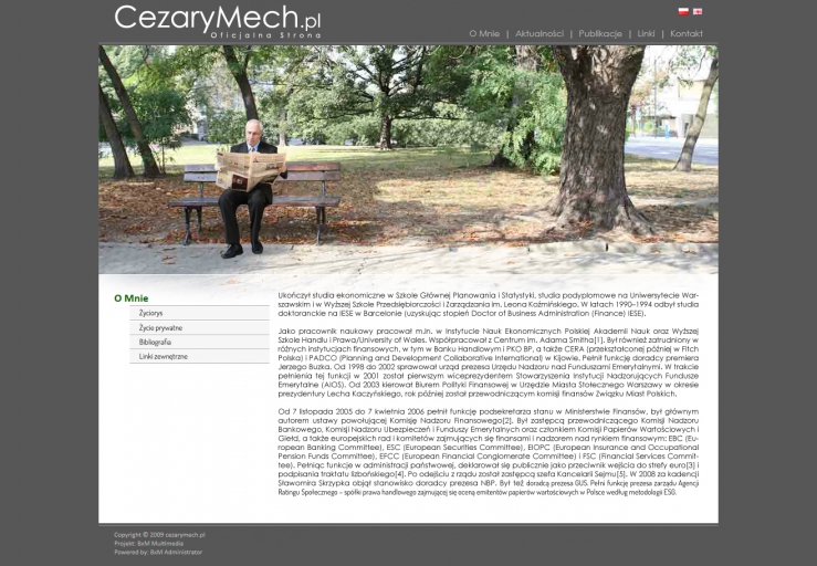 Tworzenie stron internetowych Warszawa Projekt strony internetowej Cezary Mech - Oficjalna strona