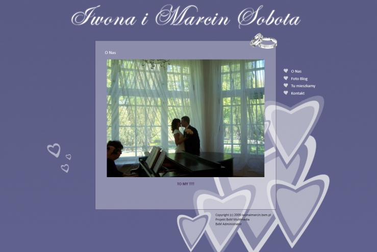 Tworzenie stron internetowych Warszawa Tworzenie stron, projekt strony Iwona i Marcin - Projekt strony internetowej zaproszenia na ślub.